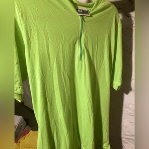 Nashbar brand cycling jersey 1/4 zip green bike shirt usa performance t sz large